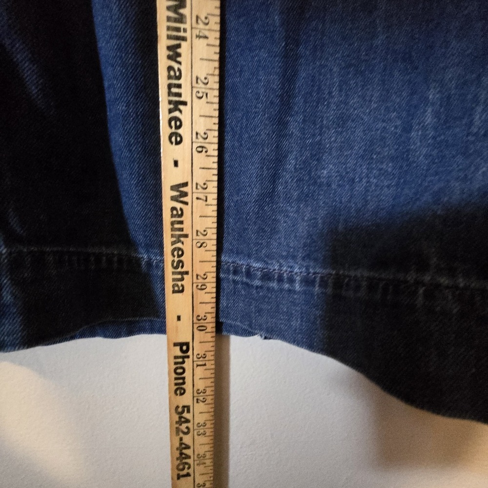 Vintage St Johns Bay 90s Y2K Denim Knee Length Skirt Women's XXL Petite Pockets - Picture 9 of 12